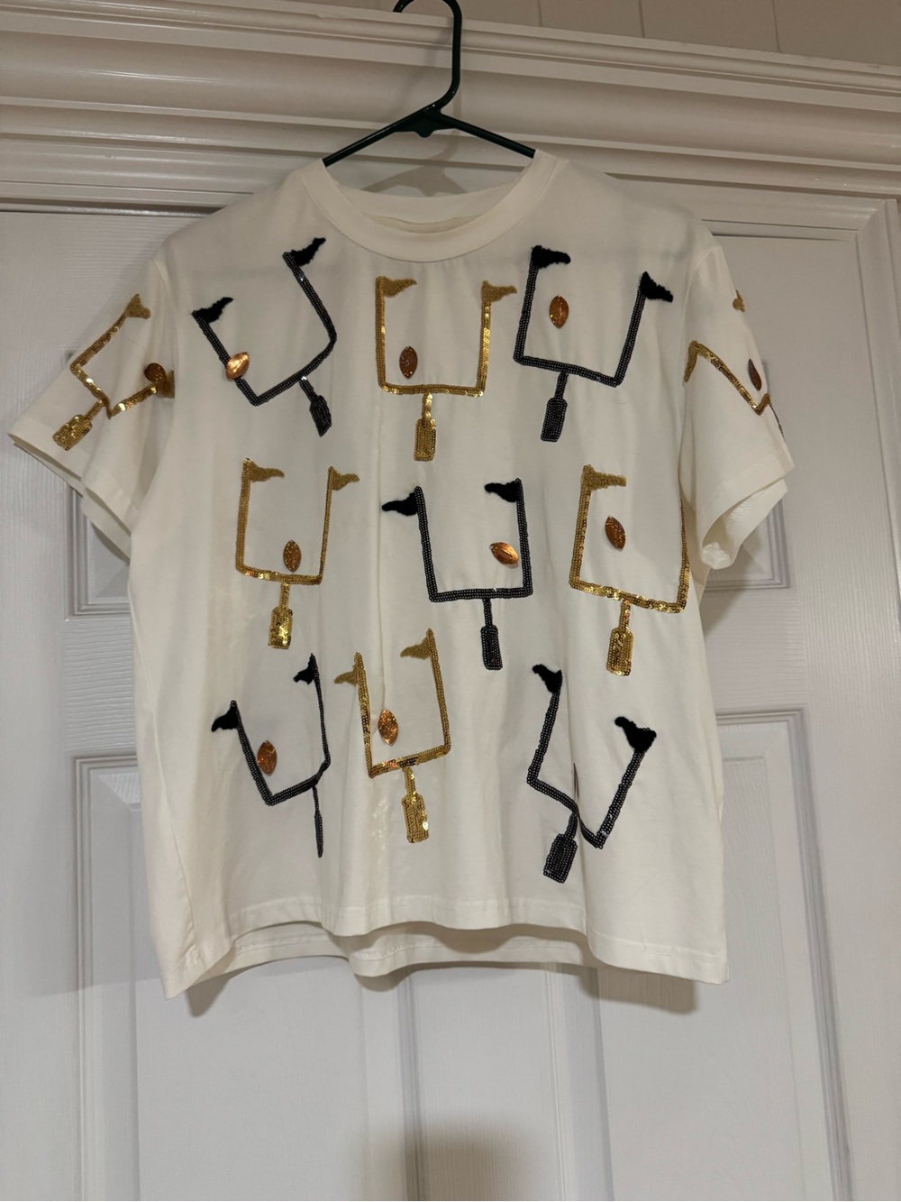 Queen of Sparkles White T-Shirt Size Small Black Gold Saints Gameday Touchdown